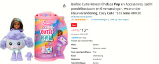 Barbiepop Cutie Reveal - Paarse Lama voor €13,99 bij Amazon