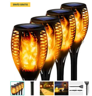 Pack de 4 Unidades, 24 LE lámparas solares exterior por 17,99€