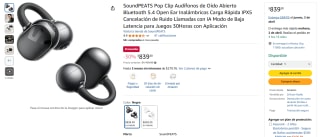 Audífonos SoundPEATS Pop Clip $604 | Descuento Amazon
