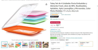 Marca Tatay Set de 4 Unidades Porta Embutidos y Alimento Fresh, Libre de BPA por 10,49€
