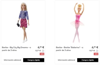 Muñecas Barbie desde solo 3,99€