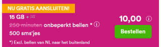 Simpel abonnement van 15GB + onbeperkt bellen gratis aansluiten voor €10