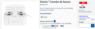 Emerio ® Cocedor de huevos con indicación de voz multilingüe para diferentes resultados. por 14.99€