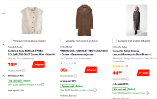 Tot 60% korting op dames mode en 2+1 gratis bij Bol