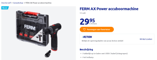 Ferm AX Power Accuboormachine - 12v voor €29,95 bij de Action