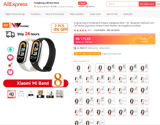 Smartband da Xiaomi, modelo Mi Band 8 - R$ 175,83