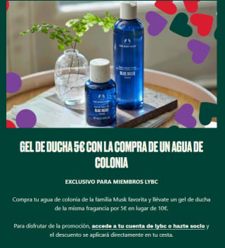 Gel de Ducha por 5€ en vez de 10€ cuando compres un Agua de Colonia o Perfume