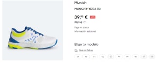 Zapatilla de pádel MUNICH Hydra por 39.98€