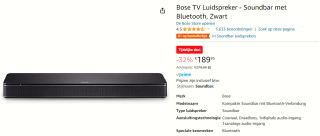 Bose TV speaker voor €189,95 bij Amazon