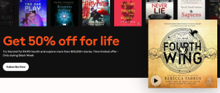 50% korting op een lifetime abonnement bij Storytel