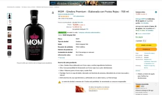 MOM Ginebra Premium con Frutos Rojos 70 cl por solo 10€