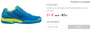 Zapatillas de Padel para Hombre Mizuno Break Shot 4 por 31€