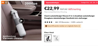 Xiaomi Mini vacuum cleaner - autostofzuiger voor €22,99 bij Aliexpress