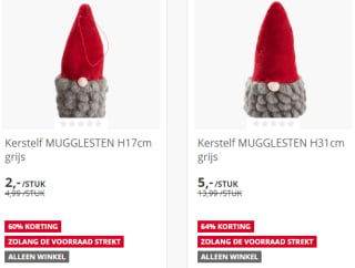Tot 67% korting (al vanaf €0,50) op kerstmannen/elfen bij Jysk