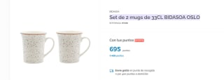 Set de 2 mugs de 33CL BIDASOA OSLO por 695 puntos