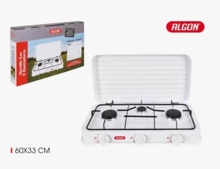 ALGON Hornillo de Gas 3 Fuegos con Tapa por 35,24€