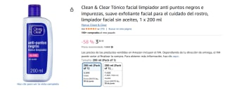 Clean & Clear Tónico facial limpiador anti puntos negros e impurezas 200 ml por 3,34€