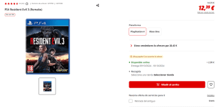 Videojuegos Resident Evil Remake 2 o 3 PS4 por 12,35€