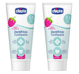 2 Botes de Pasta Chicco de dientes Fresa Sensible baja Abrasión con Flúor Xilitol Sin Conservantes para Niños+1 Año 50ml por 3,75€