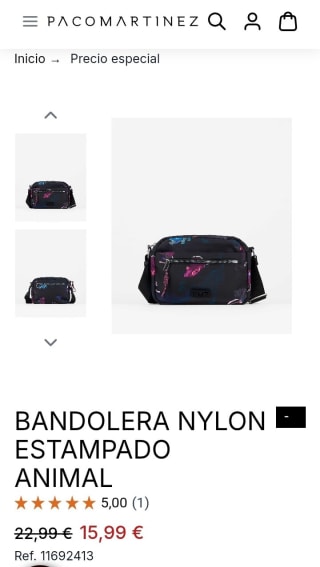 Bandolera nylon estampado animal por 15,99€.