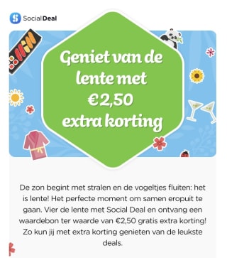 Social Deal kortingscode voor €2,50 korting
