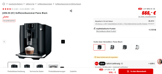 JURA E6 - Piano Black 2022 voor €666 bij de MediaMarkt in Duitsland
