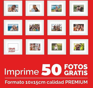 Gratis Revelado de 50 fotos formato calidad premium