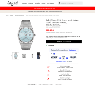 Reloj Tissot PRX 80 Automático (40mm / 35mm) por solo 695€