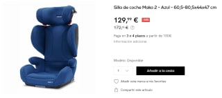 Silla de coche Recaro Mako 2 por 129.99€