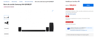 Barra sonido Samsung HW-Q930B/ZF +150€ reembolso por 559,20€