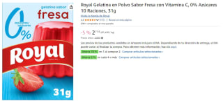 4 Unidades de ROYAL Gelatina en polvo sabor fresa 0 % ROYAL 31 g. por 6.27€