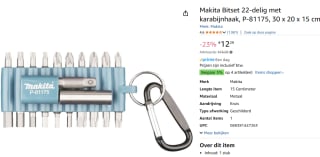 Makita P-81175 Schroefbitset 22-delig voor €12,29 bij Amazon