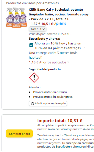 Pack 3 Cillit Bang Cal y Suciedad, potente limpiador baño, cocina por 10,51€