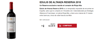 6 Botellas de Edulis de Altanza Reserva 2018 por 32€