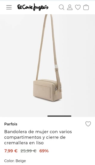 Parfois Bolso Bandolera beige por 7,99€.