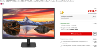 Monitor PC 68,6 cm (27") LG 27MP400 75 Hz Full HD IPS, AMD FreeSync por 118.15€