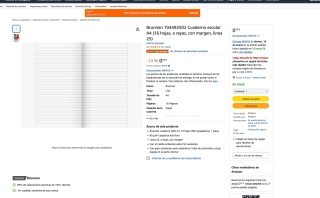 Cuaderno escolar A4 16 hojas a rayas con margen linea 25 por solo 0,70€