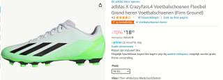 adidas Performance X Crazyfast.4 voetbalschoenen voor €18 bij Amazon