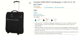 Travelite trolley Cabin Boardtrolley 52 cm, 39 liter voor €39,19 bij Amazon