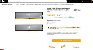 Silicon Power XPOWER Pulse Gaming DDR4 32GB (2x16GB) 3200 CL16 por 34,16€