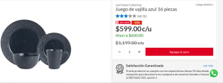 Juego de vajilla de 16 piezas por $599 en Sodimac