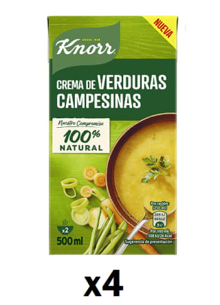 Pack 4 Crema de verduras campesinas KNORR 500 ml. por 5.69€