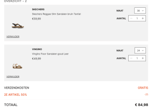 50% korting op het 2de paar schoenen bij Ziengs