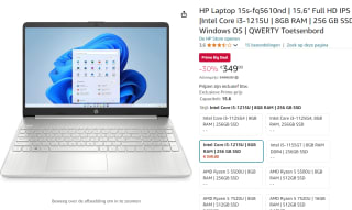 HP 15s-fq5610nd 15.6" laptop voor €349 met Amazon prime