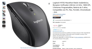 Logitech M705 Marathon Ratón inalámbrico, Receptor Unificador USB de 2,4 GHz, 1000 DPI, 5 Botones Programables por 23,99€