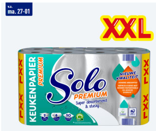 Solo 2-laags premium keukenpapier 8 rol 50 vel voor €4,99 bij de Aldi