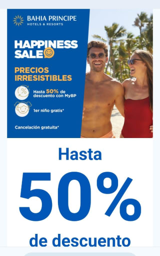 Hasta el -50% en Bahía Príncipe.
