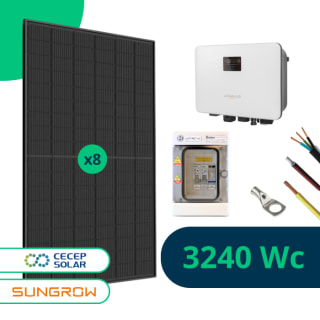 Kit solaire autoconsommation 3240 Wc Full Black monophasé à 1 548,90 €