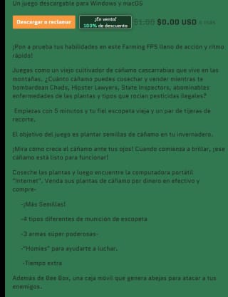 Gratis por tiempo limitado desde itch el juego Hermit Hemp Farmer