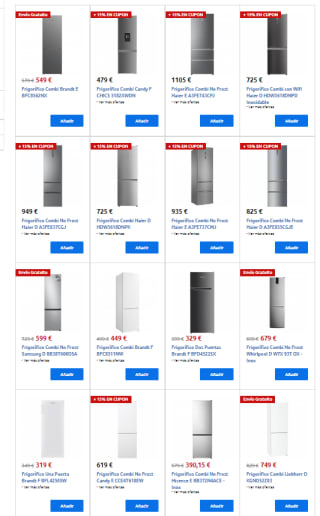 Descuento de hasta -15% en frigoríficos de marca Samsung, Indesit, Lg... desde Carrefoir